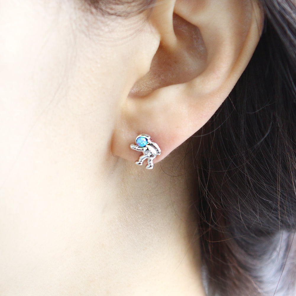 Tiny Opal Astronaut Earrings
