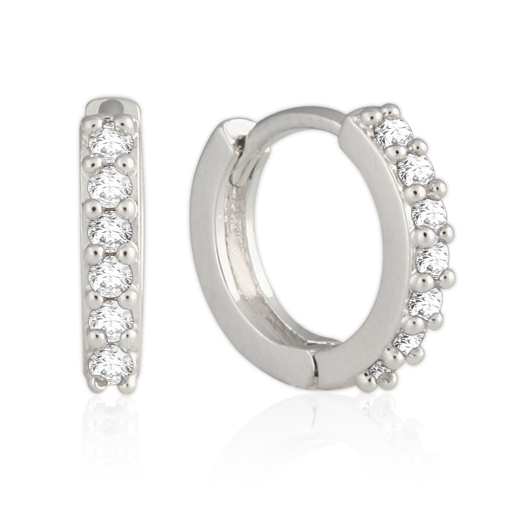 11 mm_Cubic Zirconia Small Hoop Huggie Earrings 14K Gold Plated