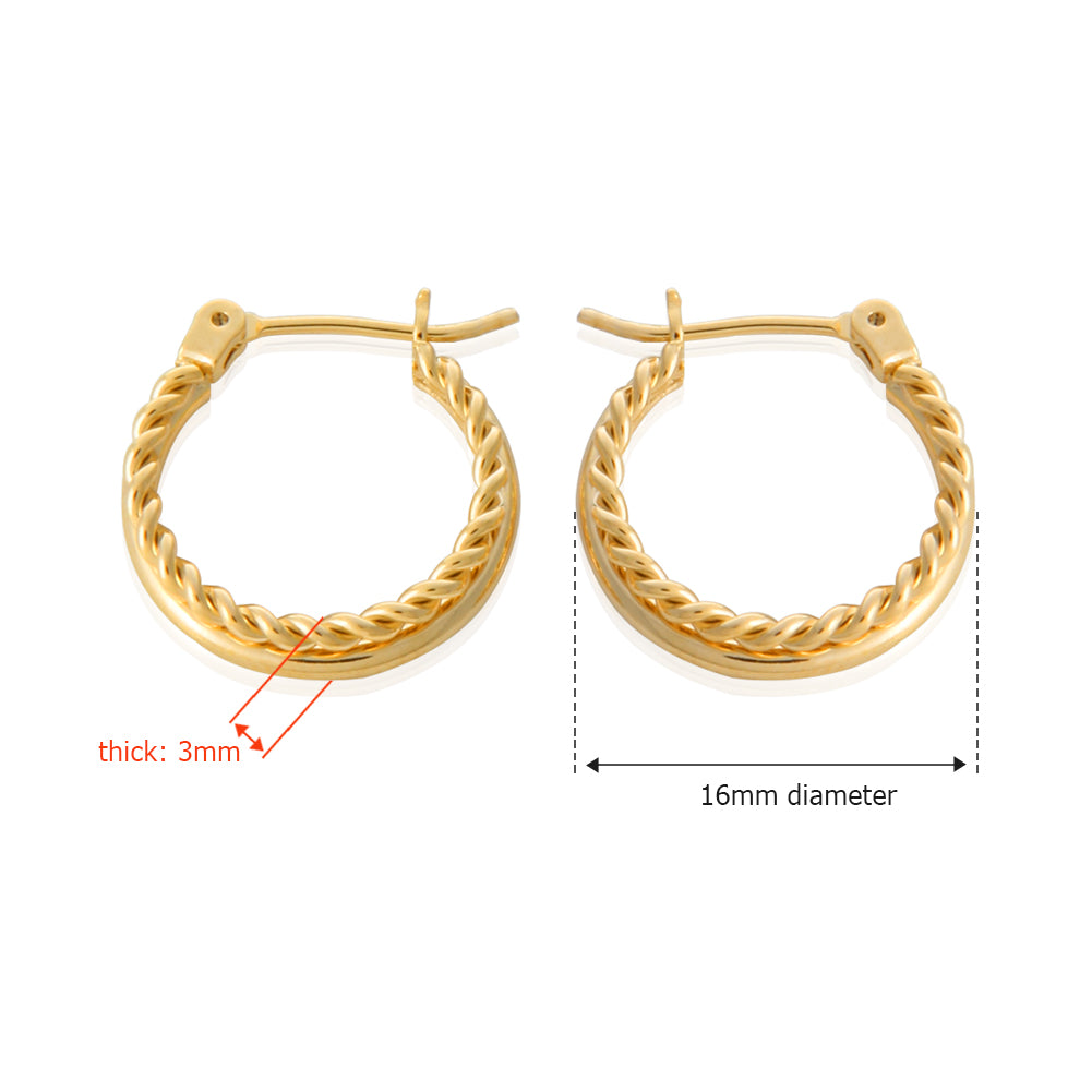 Twisted 2lines Small hoop earrings