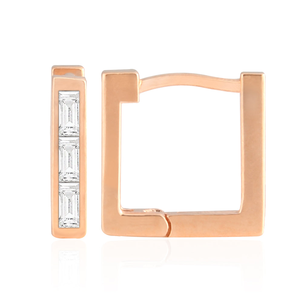 Square Huggie Hoop Earrings in 925 Sterling Silver