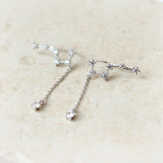 Big Dipper Ear Climber with a drop chain