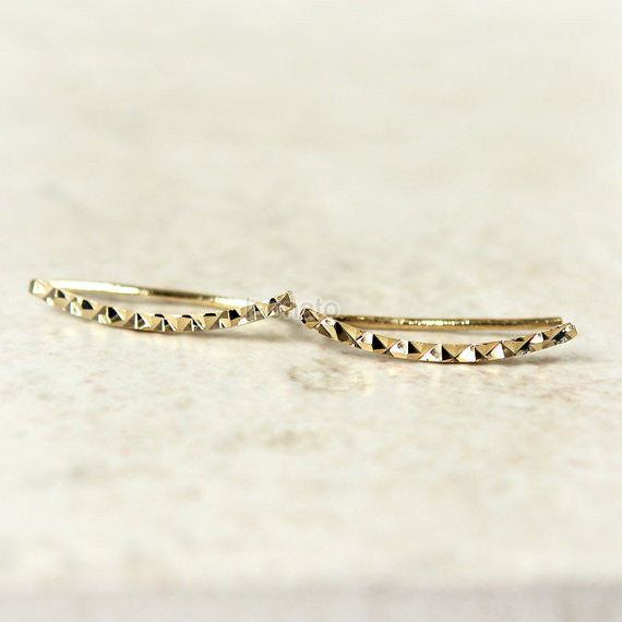 Faceted Curve Bar Ear Climber, ear cuff