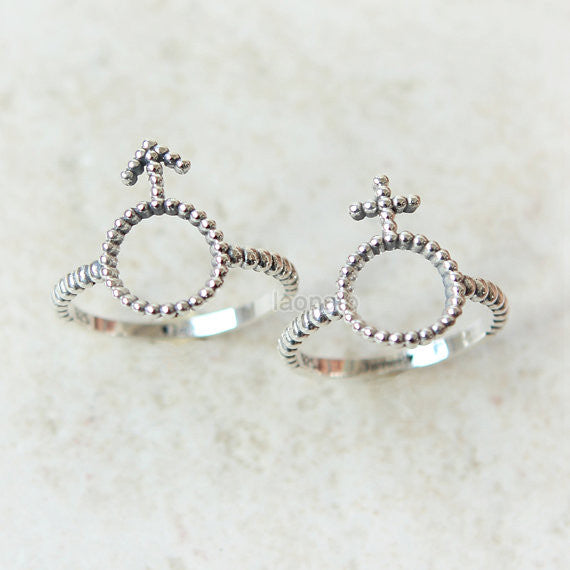 Gender Symbol Ring in sterling silver, Couples Ring