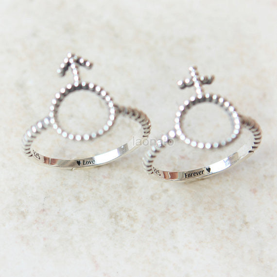 Gender Symbol Ring in sterling silver, Couples Ring