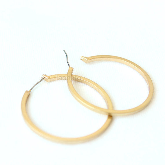 Simplicity Hoop Earrings - small round flat matte classic hoop