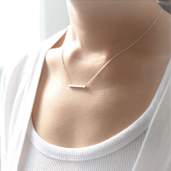 Matt Silver Bar Necklace