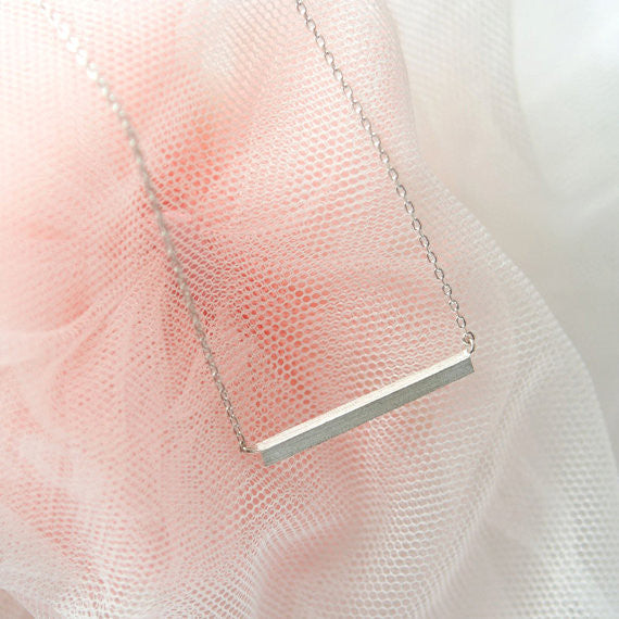 Matt Silver Bar Necklace