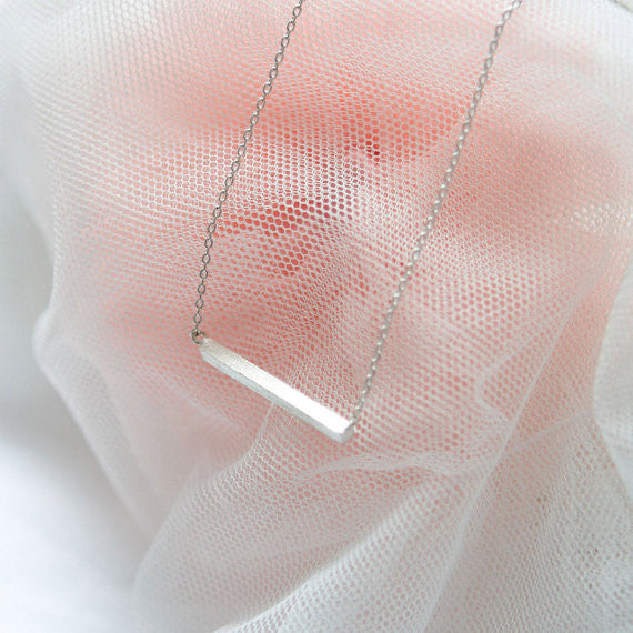 Matt Silver Bar Necklace