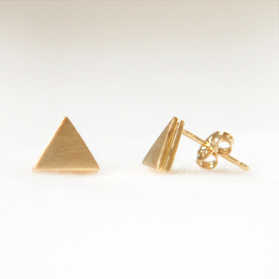 Tiny textured triangle earrings