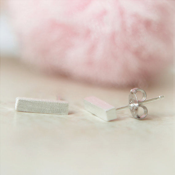 Tiny Silver Bar Earrings