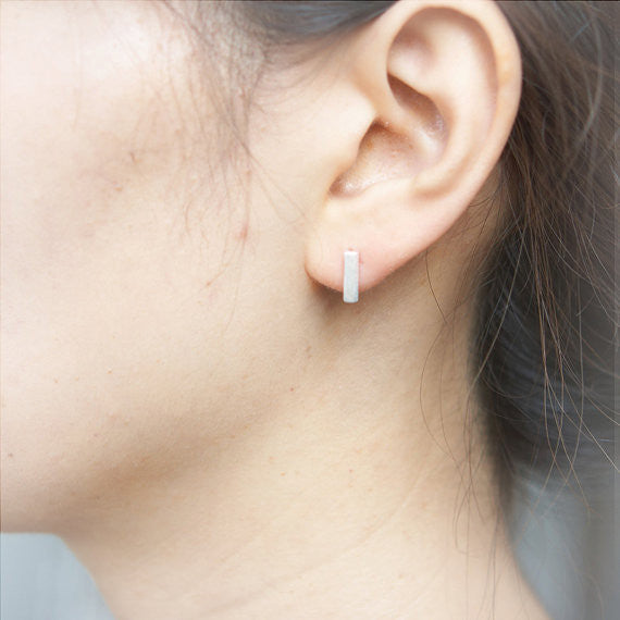 Tiny Silver Bar Earrings