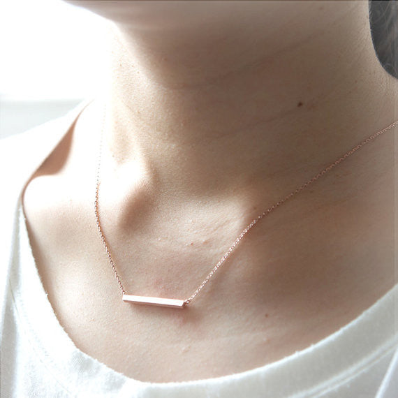 Pink Gold Bar Necklace