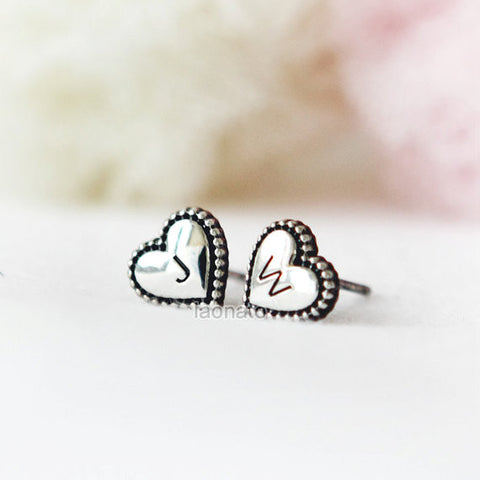 Little silver hearts studs earrings