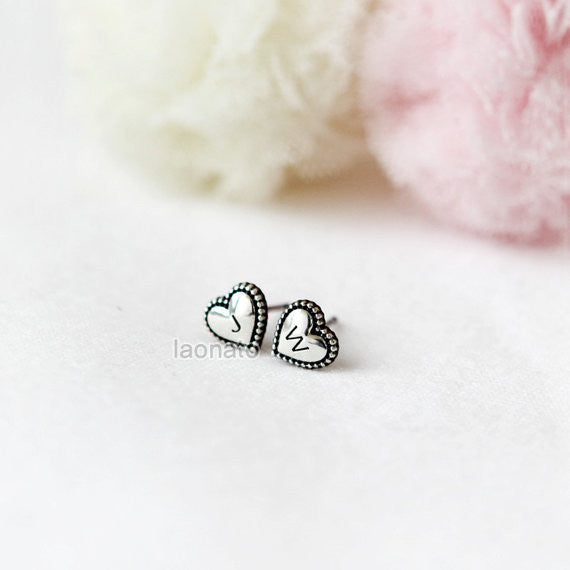 Initial Heart Earrings