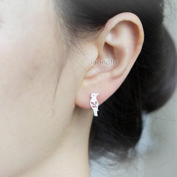 Parrot and Leaves Earrings