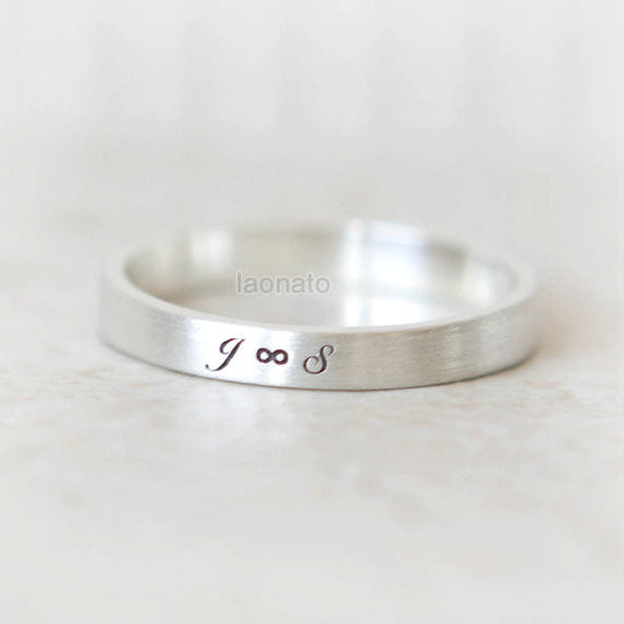 Infinity and Initials engraved ring in sterling silver – LAONATO