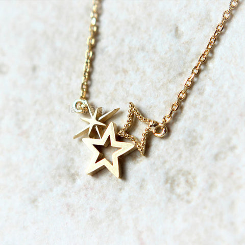 925 Sterling Silver Planet and Star Necklace