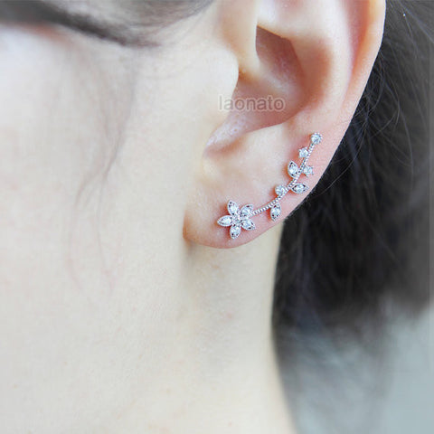 Lotus Earrings in silver