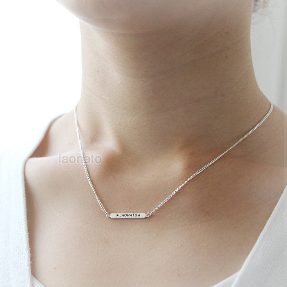 Customized name bar necklace