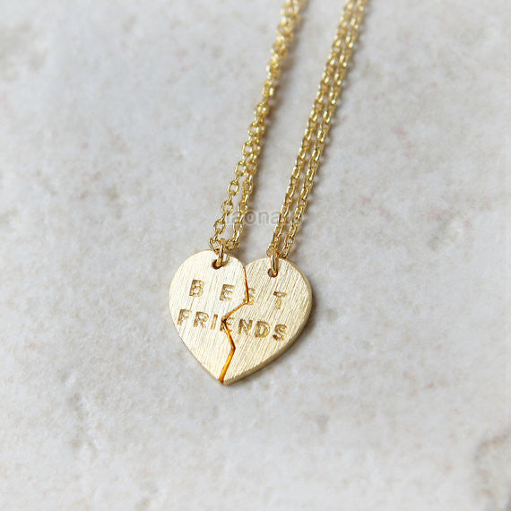 Split Heart Best Friends Necklaces, Set of 2 necklaces