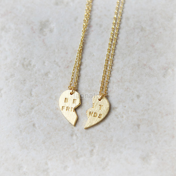 Split Heart Best Friends Necklaces, Set of 2 necklaces