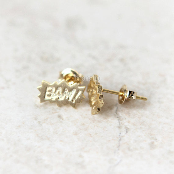 Comic Book Earrings, BAM POW studs