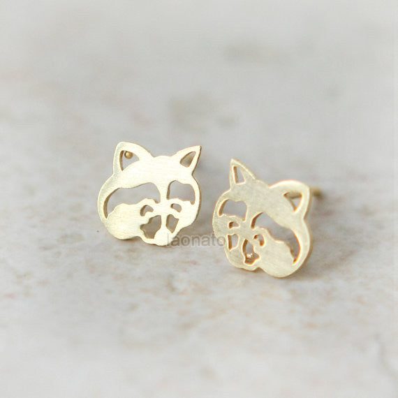 Raccoon Earrings Silver