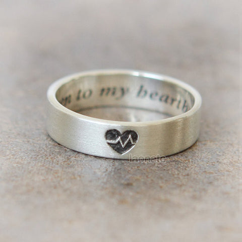 Personalized Open Band Ring in sterling silver /Couple Rings, initials ring, date ring