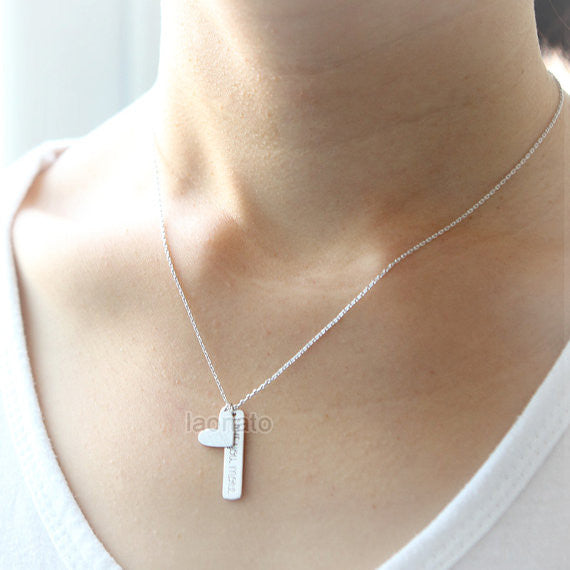 Heart and Love you more Bar Necklace