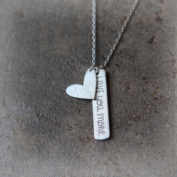Heart and Love you more Bar Necklace