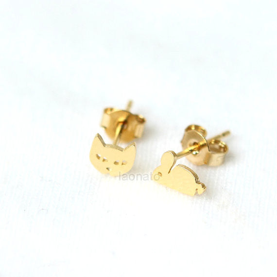 Tiny Cat and Mouse Earrings
