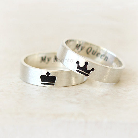 Crown Ring for KING and QUEEN Custom Personalized Ring, couples ring