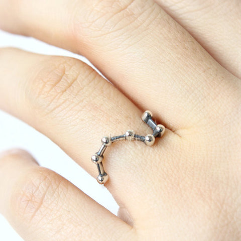 Crescent Moon and Star Twisted Roped Ring
