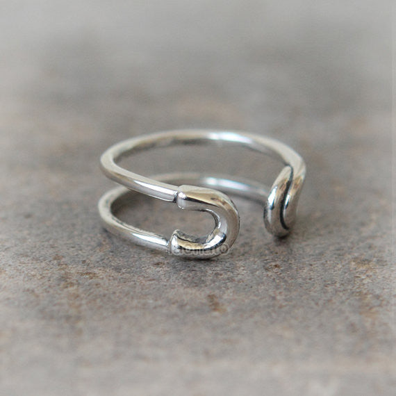 Safety Pin Ring in 925 sterling silver