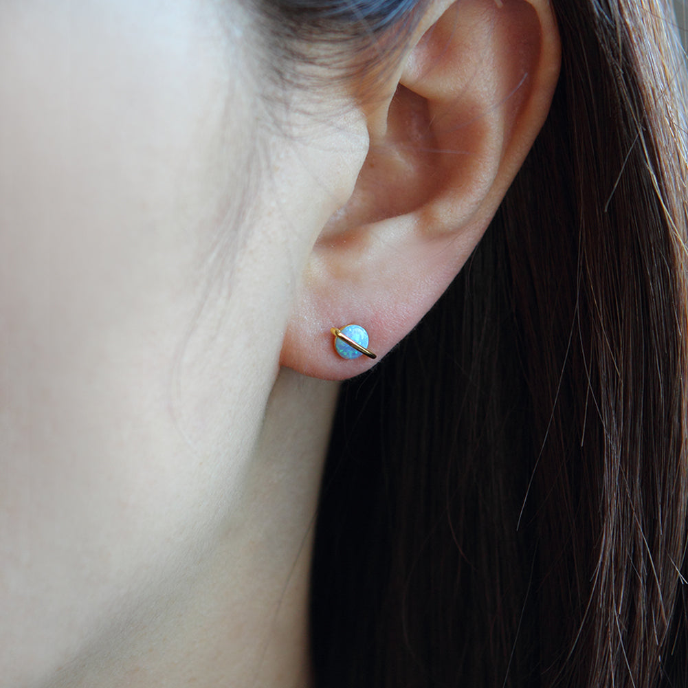 Blue Opal Planet Earrings