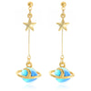 Marble Blue Planet Dangle Earrings