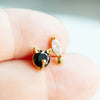 CZ Cat and Fish Earrings