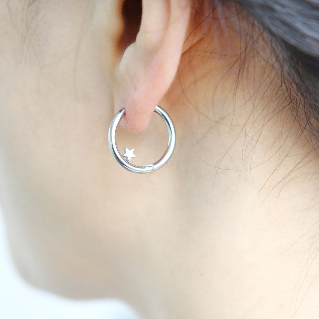 Little Star Hoop Earrings Huggie Stainless Steel