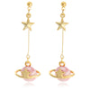 Marble Pink Planet Dangle Earrings