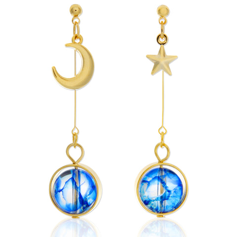 Sun and Moon Mismatched Drop Earrings