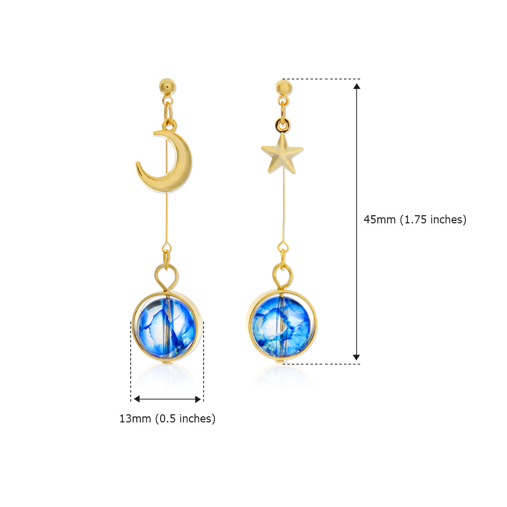 MoonStar Blue Planet Dangle Earrings