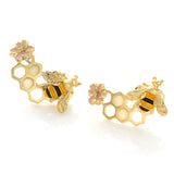Bumble Bee and Honeycomb Earrings