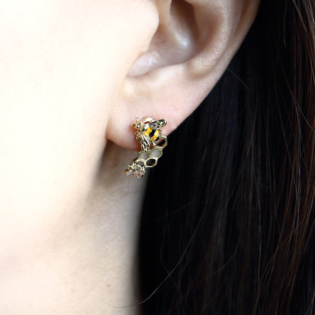 Bumble Bee and Honeycomb Earrings