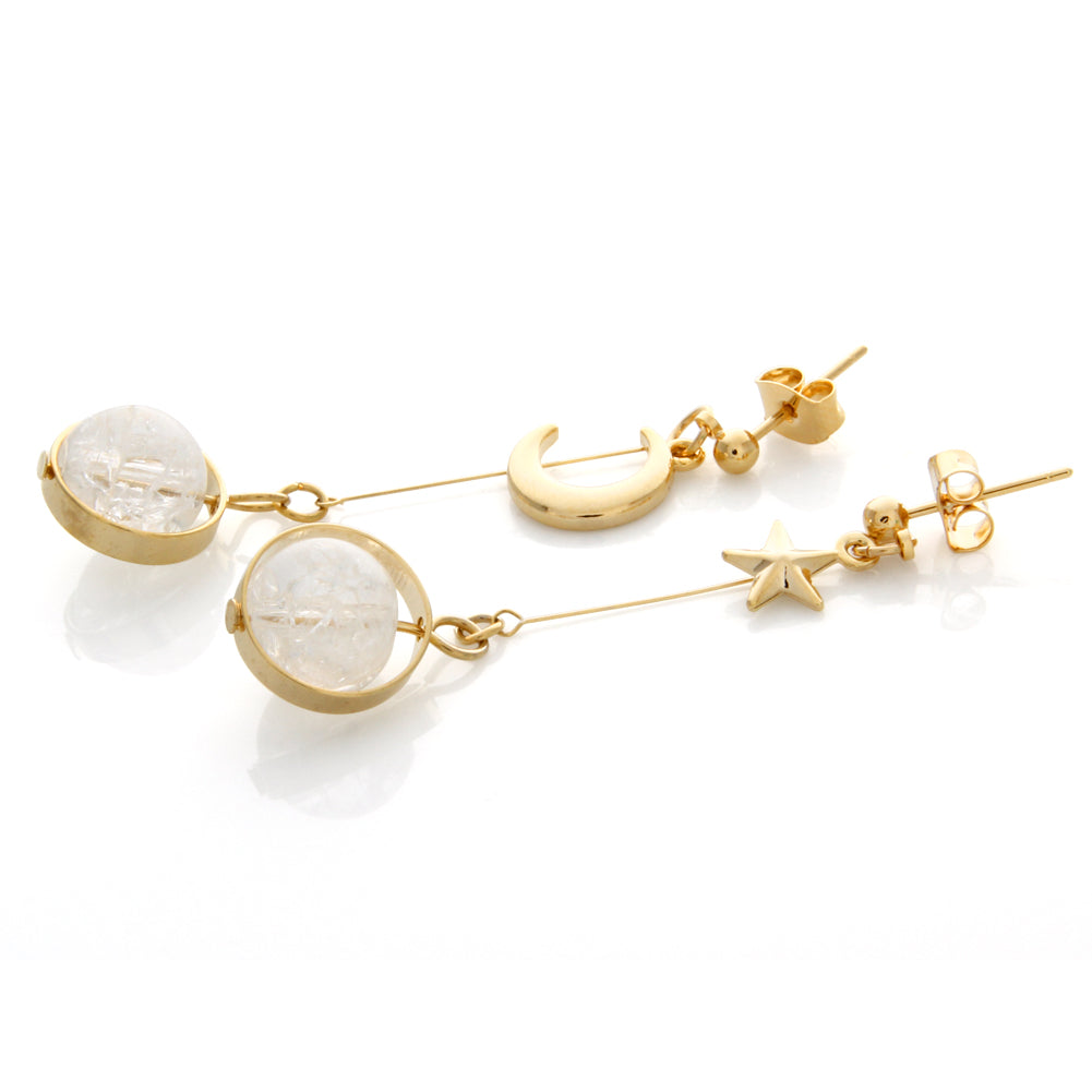 MoonStar White Planet Dangle Earrings