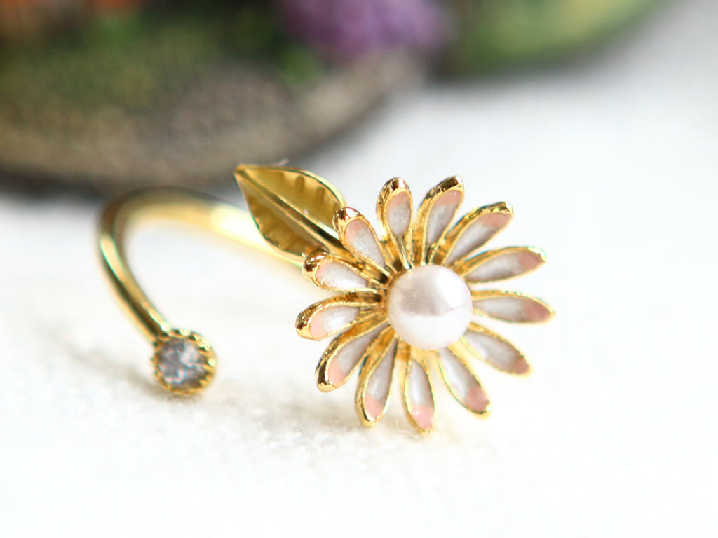Flower and Leaf Adjustable Ring