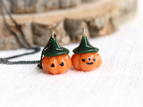 Jack O Lantern Necklace with Black Stainless Steel Chain