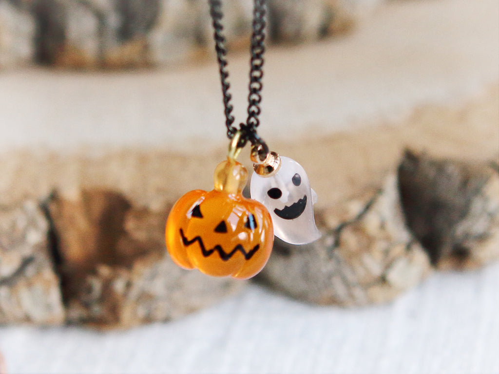 Halloween Necklace, Ghost, Pumpkin, Kids Necklace, Little Girls