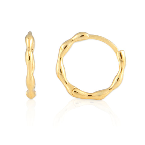 10 mm_ Cubic Zirconia Huggie Hinge Earring 14K Gold Plated