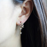 Flowers and Stars Crystal Dangle Drop Earrings
