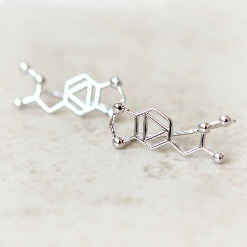 LSD Molecule Ear Climber / gold, silver, Pink gold